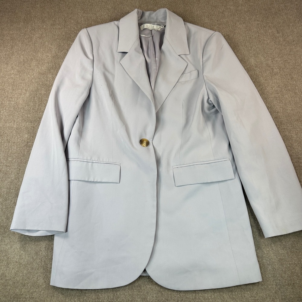 ASTR The Label Womens Lavender Lilac Single Button Longline Blazer Size Small